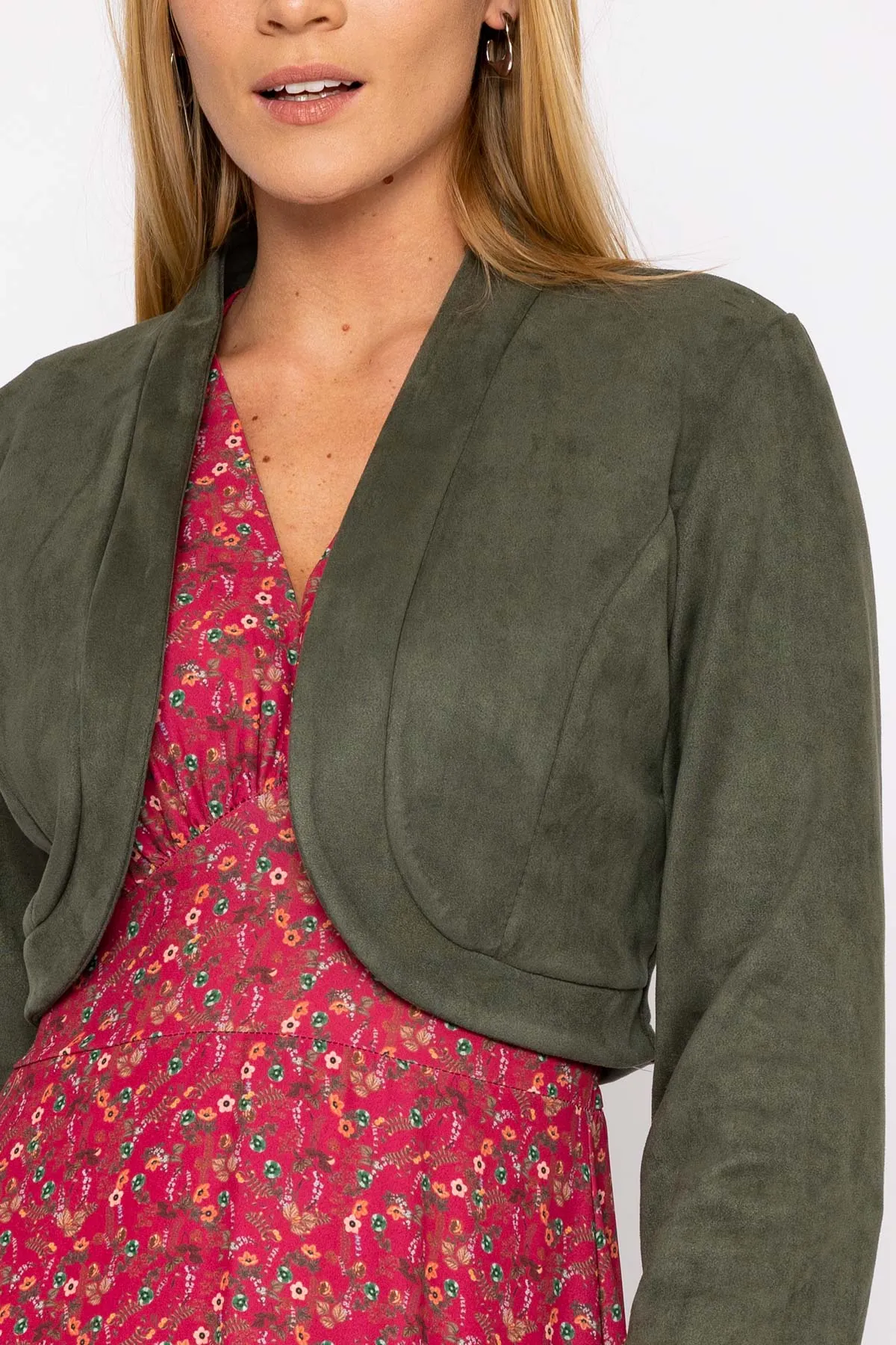 Suede Bolero in Khaki