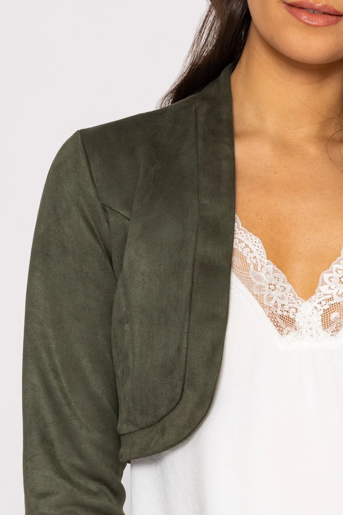 Suede Bolero in Khaki