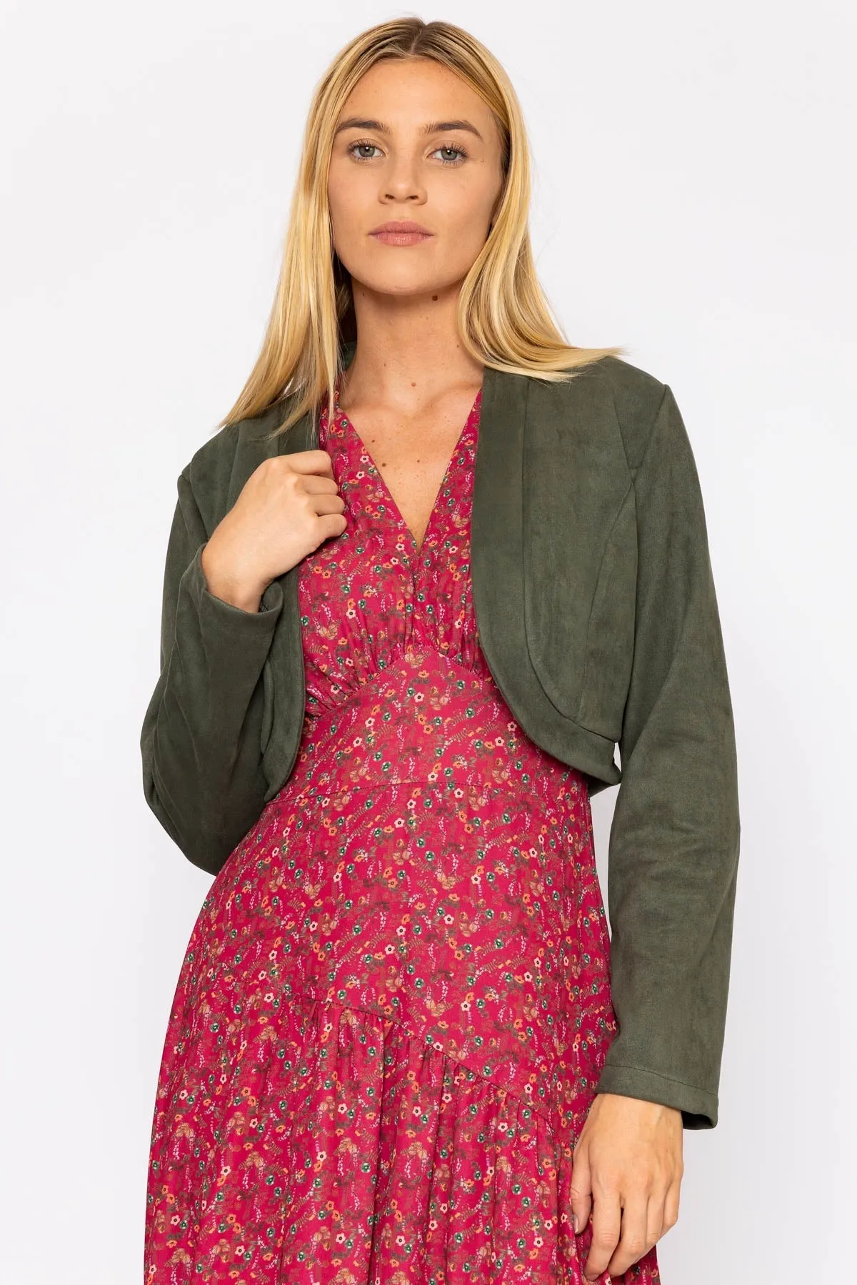 Suede Bolero in Khaki