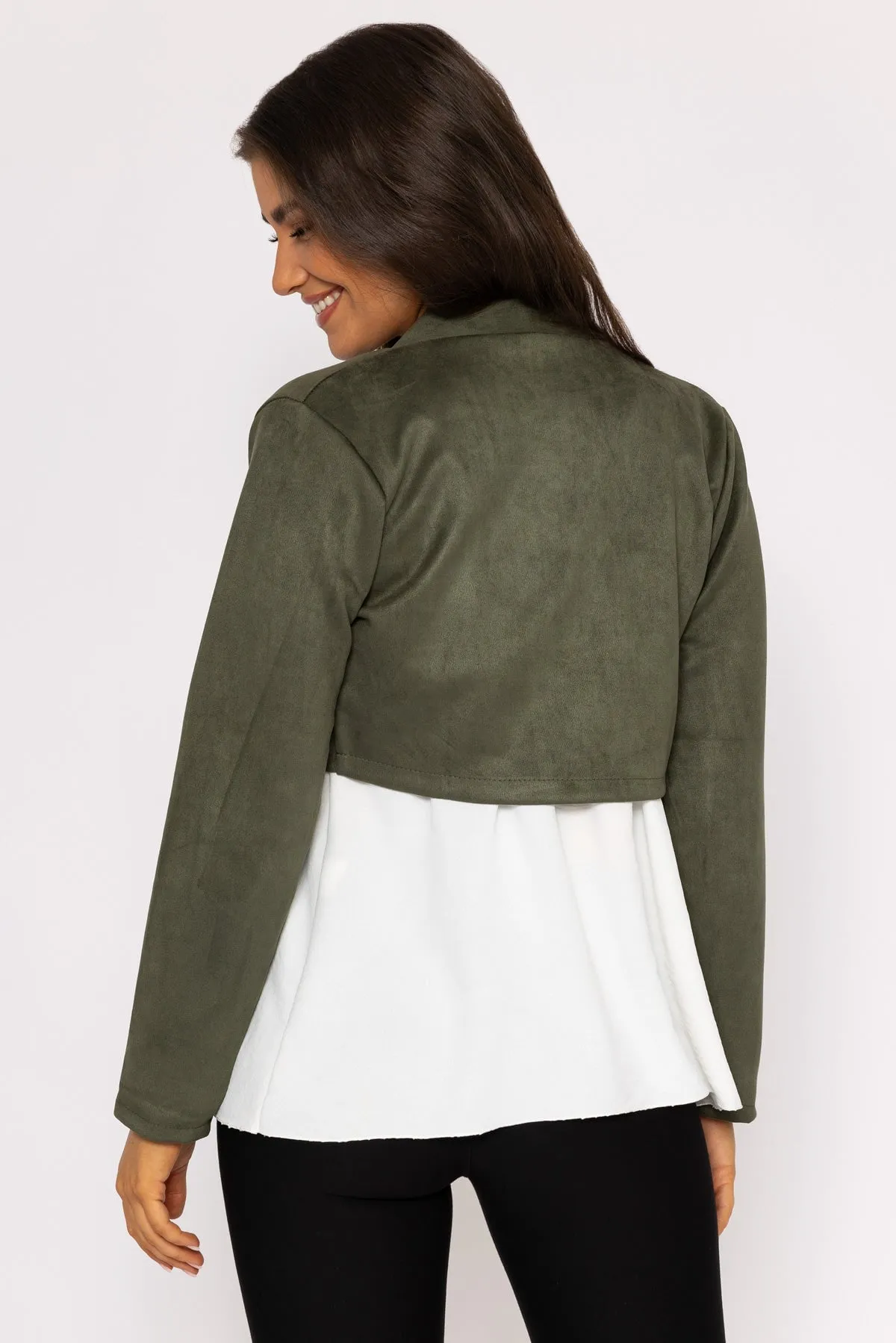 Suede Bolero in Khaki