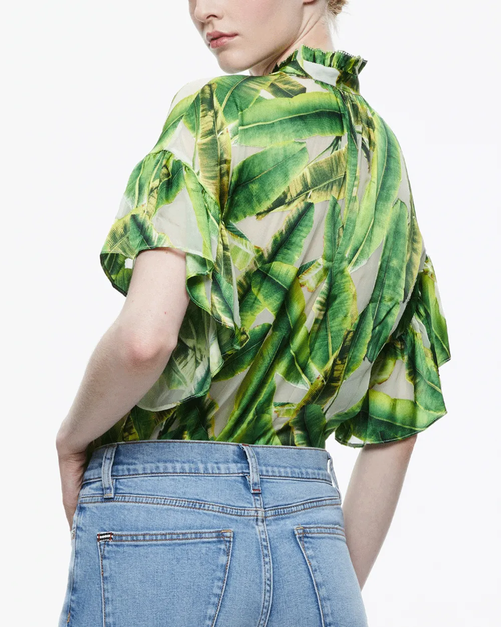 Sun Palm Julius Modern Flutter Sleeve Top