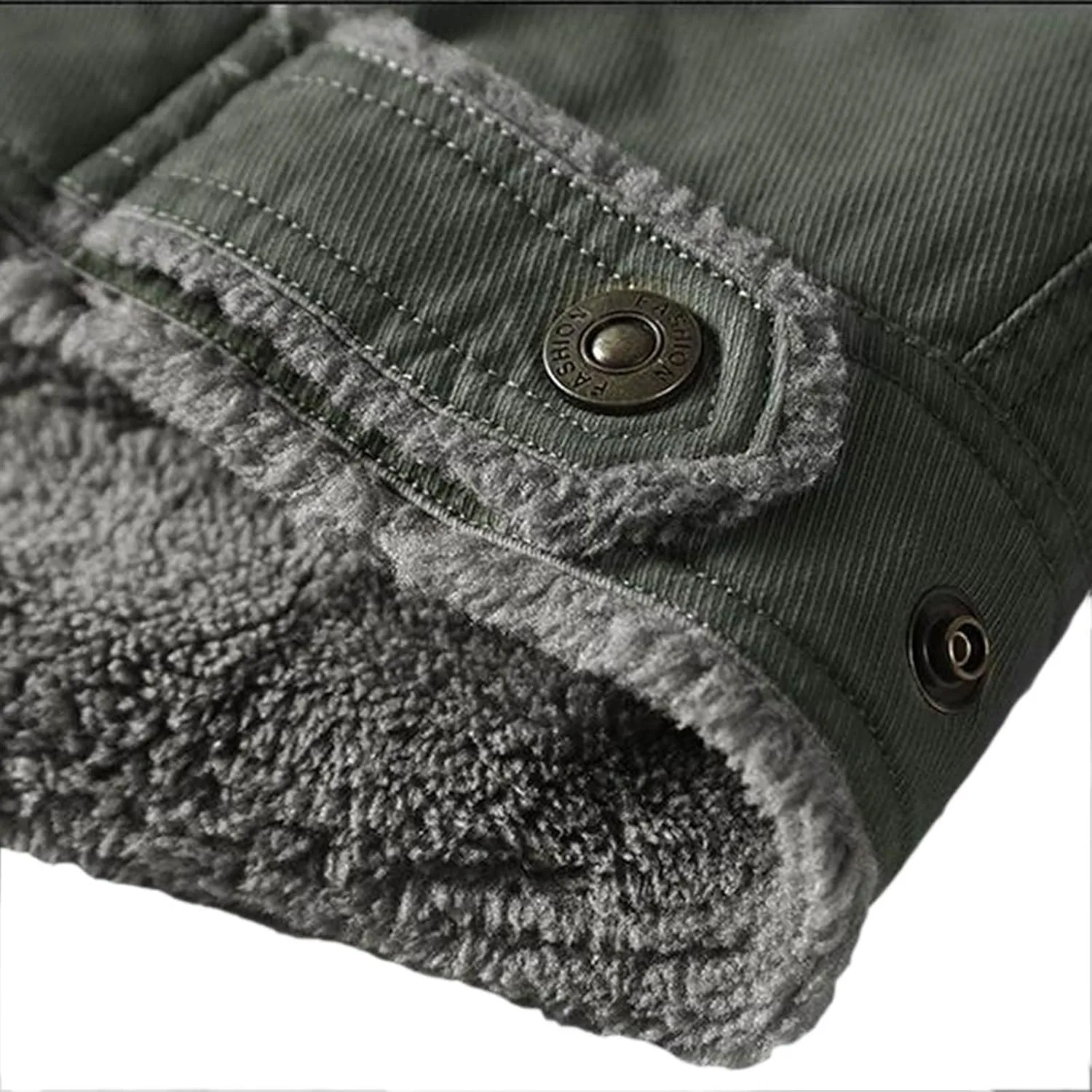 Sunward Men's Sherpa Fleece Lined Trucker Jacket Fur Collar Full Zip up Heavyweight Cargo Jackets Warm Winter Denim Jacket