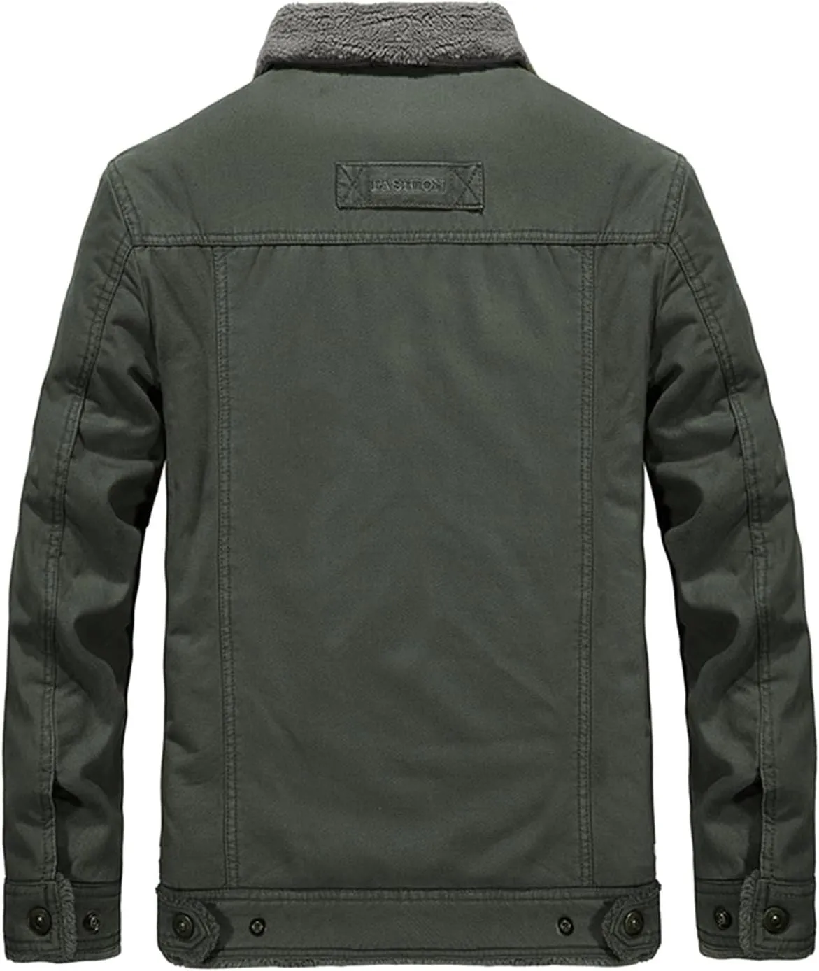 Sunward Men's Sherpa Fleece Lined Trucker Jacket Fur Collar Full Zip up Heavyweight Cargo Jackets Warm Winter Denim Jacket