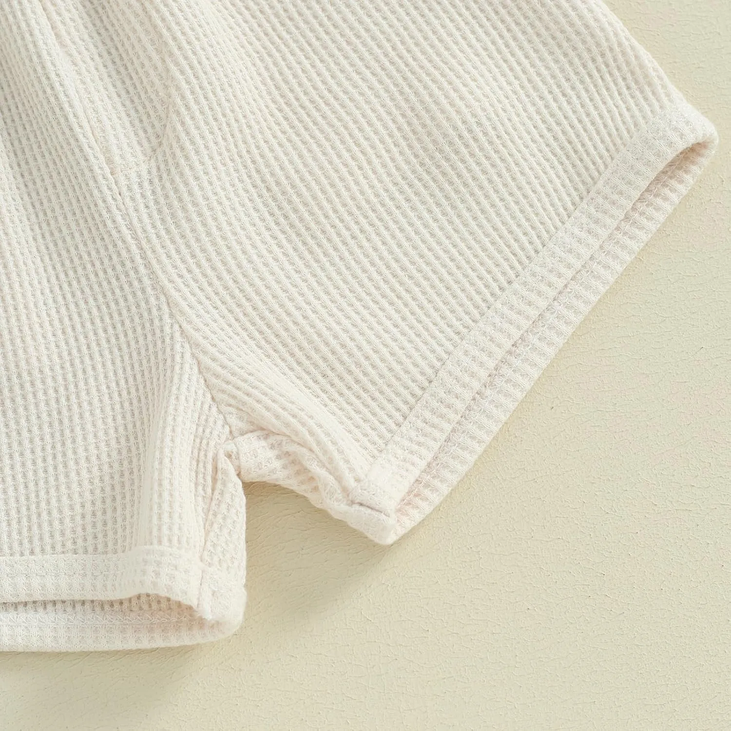 Toddler Boys Waffle Knit Shorts Set Short Sleeve T-shirt Top Elastic Waist Pockets Shorts Suit 2Pcs Summer Outfits