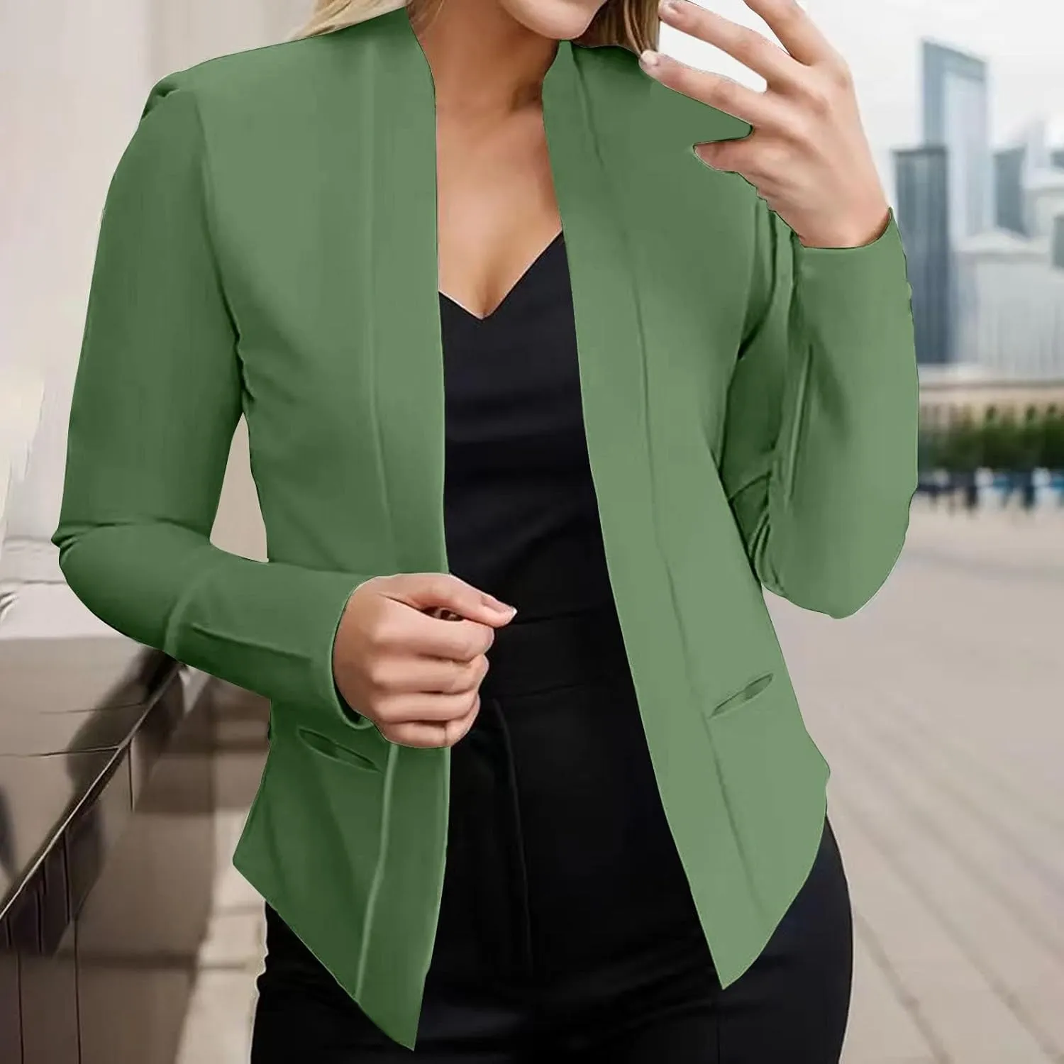 Women's Blazers & Suit Jackets Causal Ladies Top Long Sleeve Causal Fancy Jackets Pluse Size Herringbone Coat