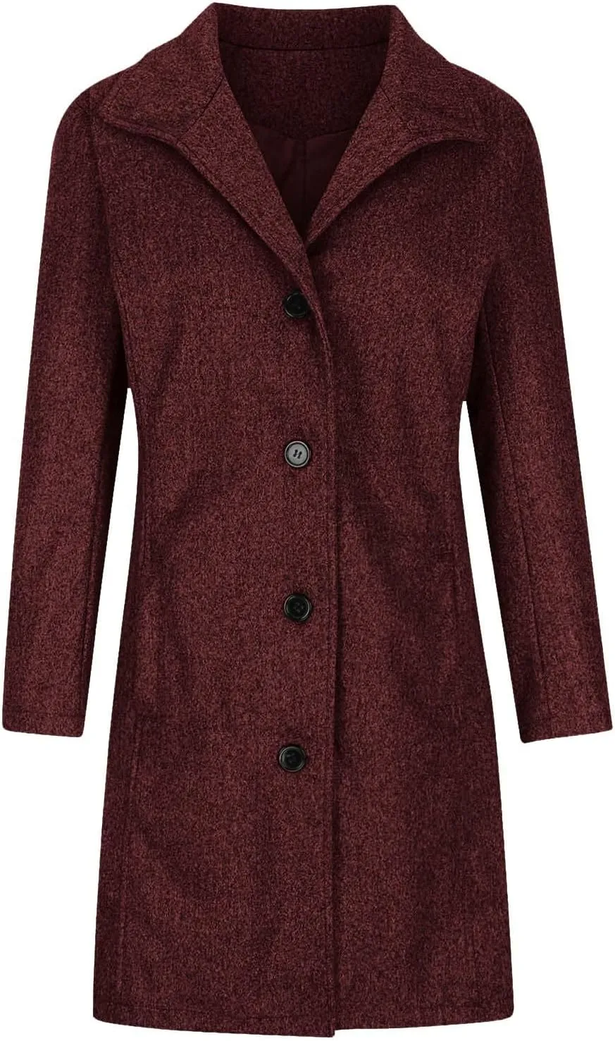 Women's Casual Thicken Wool Blend Stand Collar Single Breasted Warm Winter Coat Business Wool Pea Coats for Women