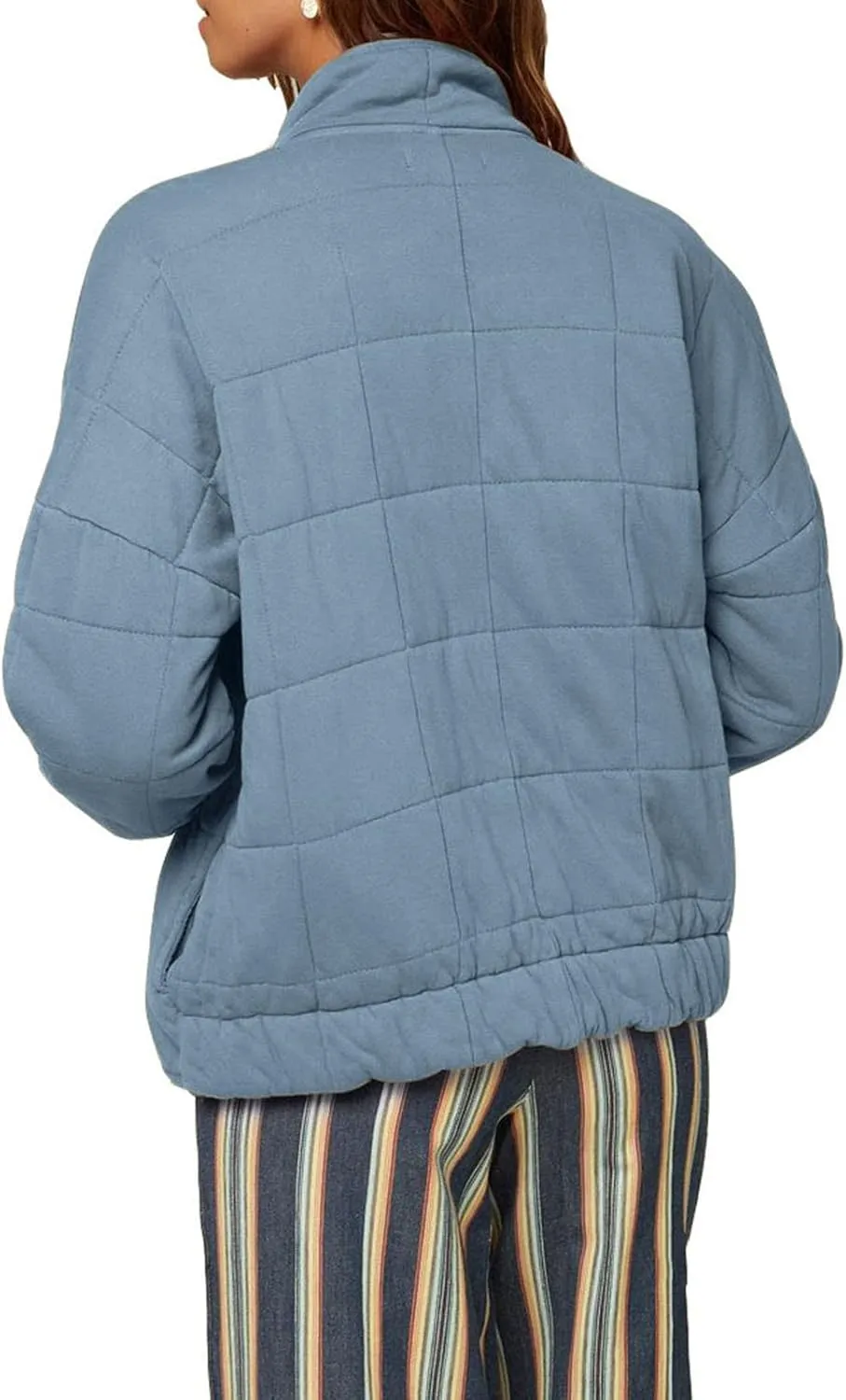 Womens Cropped Puffer Coat Ultralight Down Coat Packable Parkas Jacket Outerwear Zip Up Warm Hooded Padded Coat