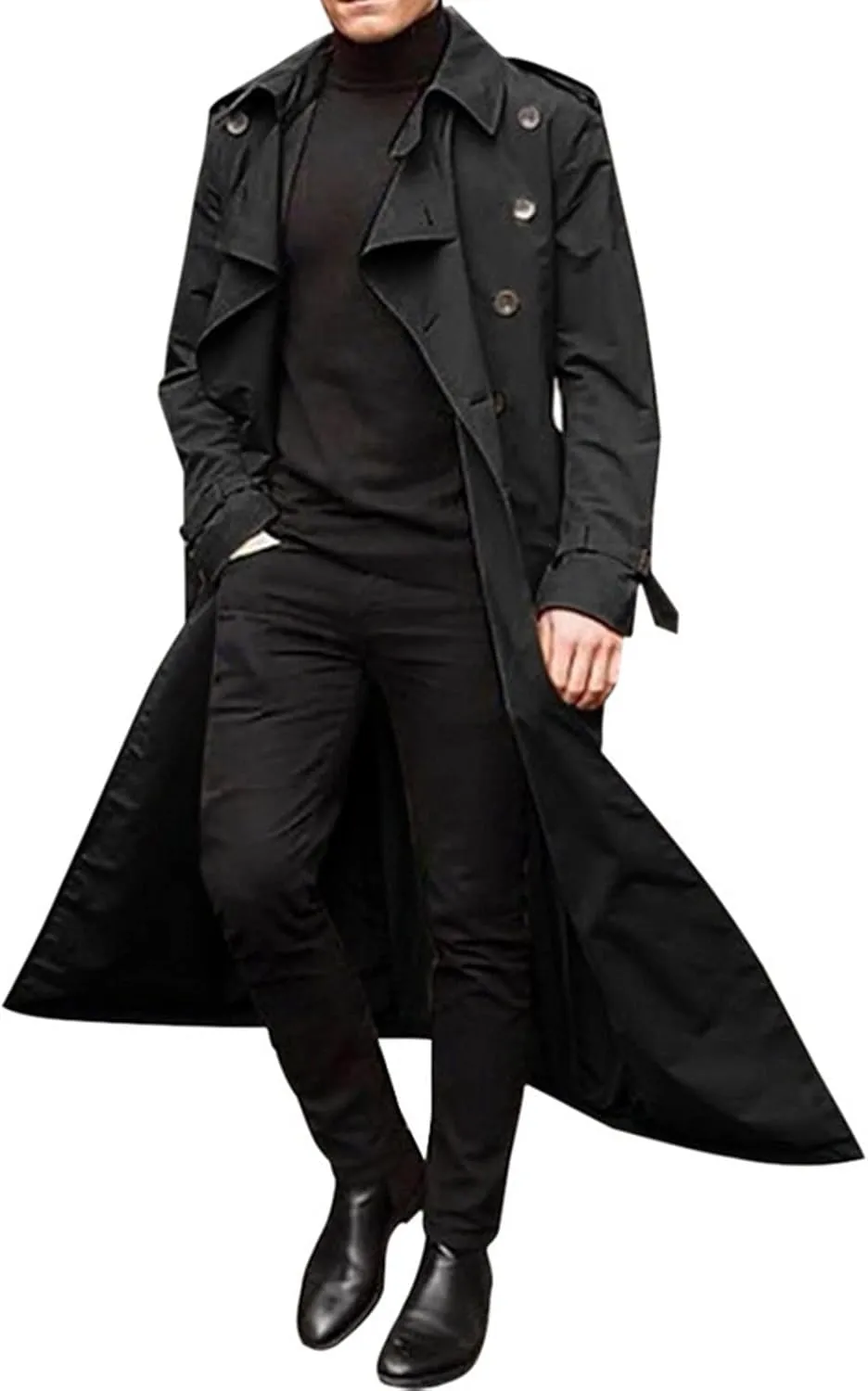 Ymosrh Mens Jackets Lightweight Long-Slevee Luxury Full Length Trench Coat Long Wool Overcoat Winter Fleece Jacket