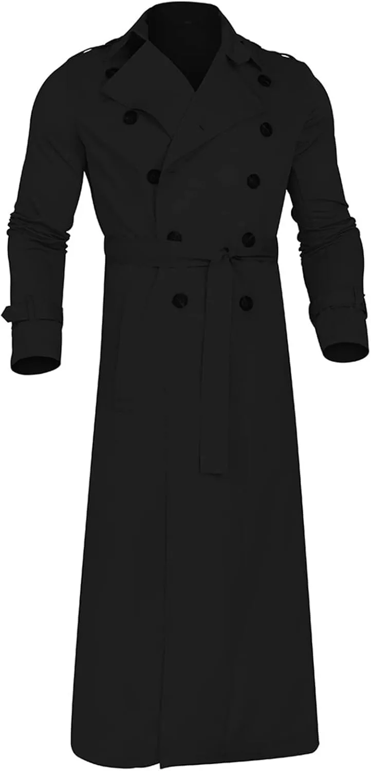 Ymosrh Mens Jackets Lightweight Long-Slevee Luxury Full Length Trench Coat Long Wool Overcoat Winter Fleece Jacket